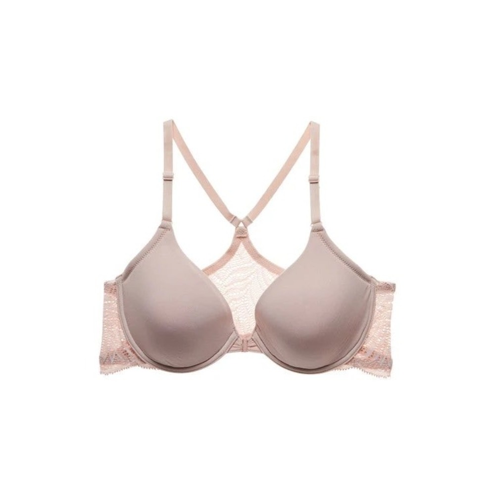 Natori Women's Lush Front Close Contour Underwire Bra Rose Beige 34DD Racerback